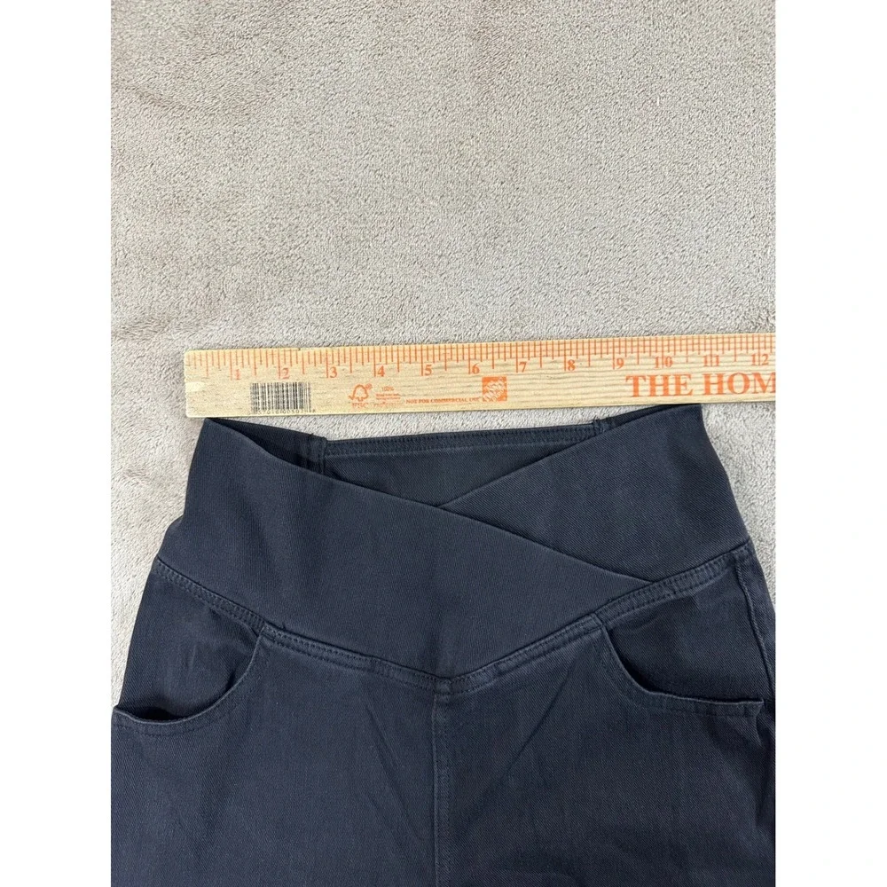 Halara Flex Denim Crossover‎ Flare Pants Womens XS Reg Black Stretch Comfy New